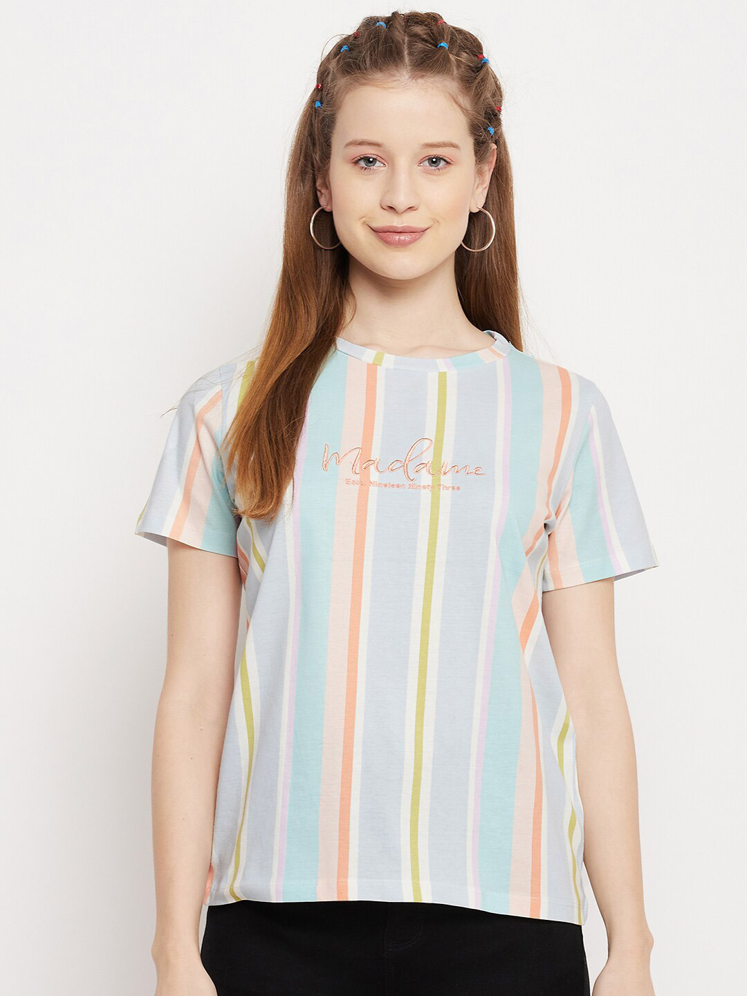 

Madame Peach-Coloured Striped Top