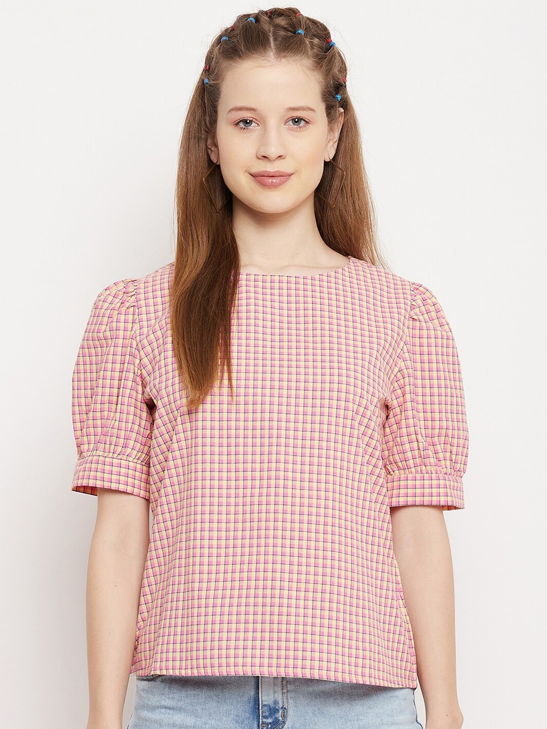 

Madame Pink Checked Top