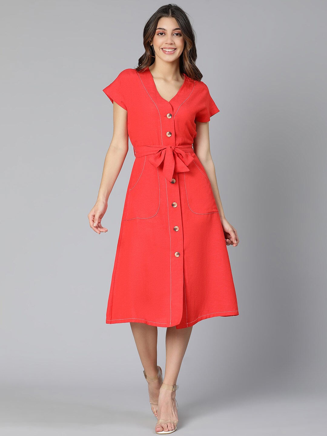 

Oxolloxo Coral A-Line Cotton Midi Dress
