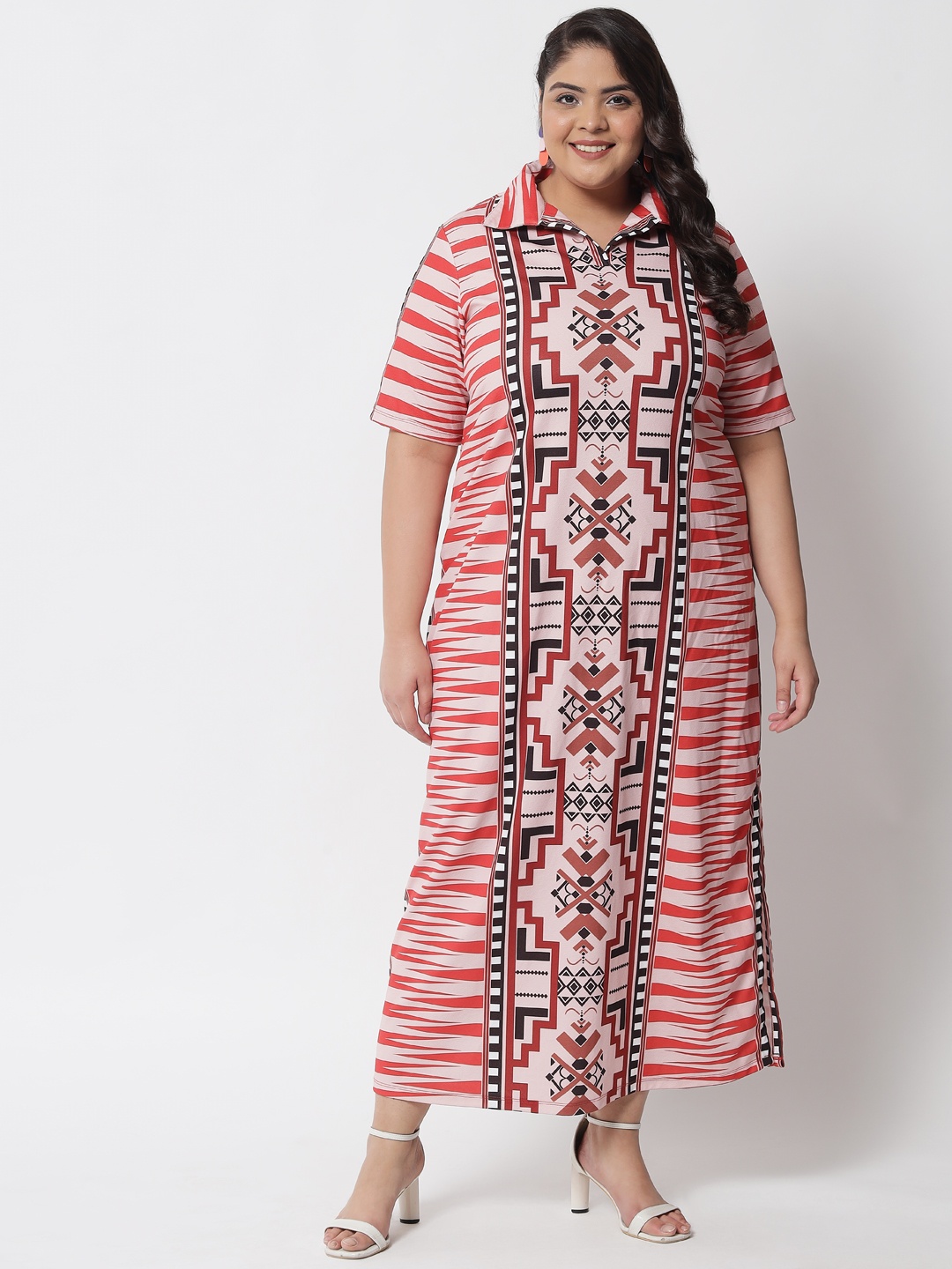 Amydus Plus Size Blue & Olive Green Floral Maxi Dress