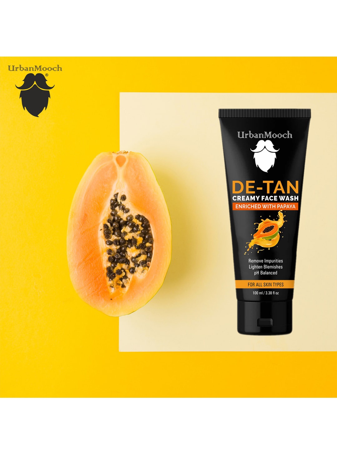 UrbanMooch Men De Tan Face Wash 100 ml, Yellow