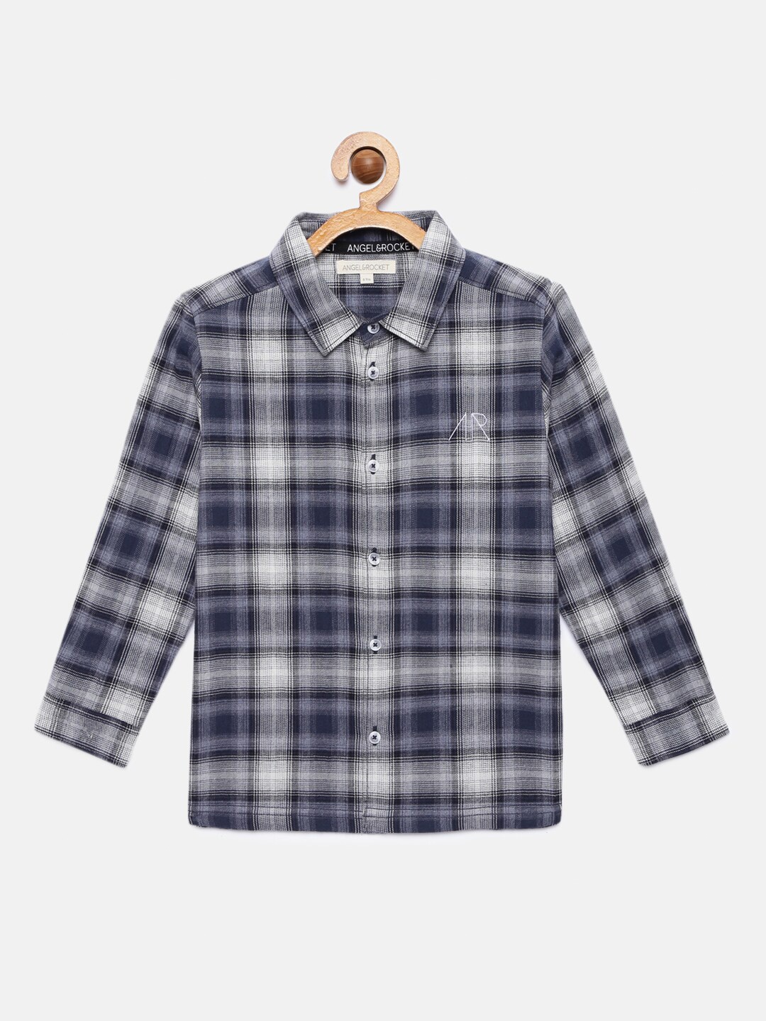 

Angel & Rocket Boys Navy Blue Classic Tartan Checks Checked Casual Shirt