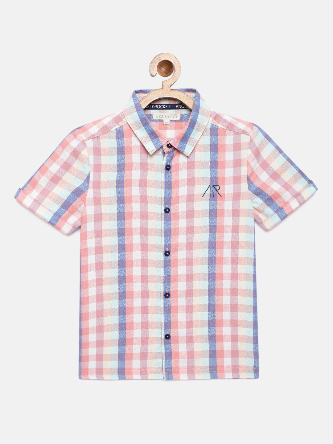 

Angel & Rocket Boys Pink Classic Gingham Checks Checked Casual Shirt