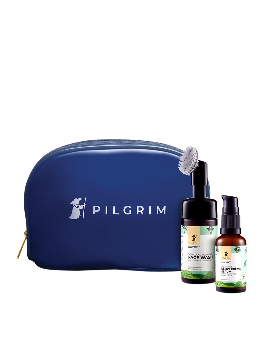 

Pilgrim Set of Squalane Face Wash 120ml & Glow Creme Serum 30ml with Vanity Bag, Teal