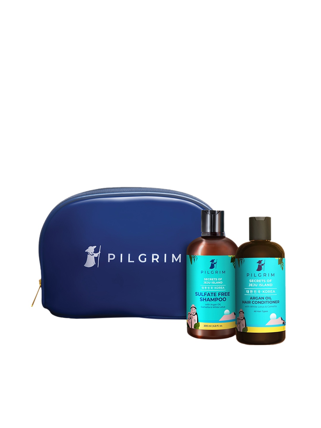 

Pilgrim Set Of 2 Sulphate Free Shampoo & Argan Oil Hair Conditioner With Vanity Bag, Teal