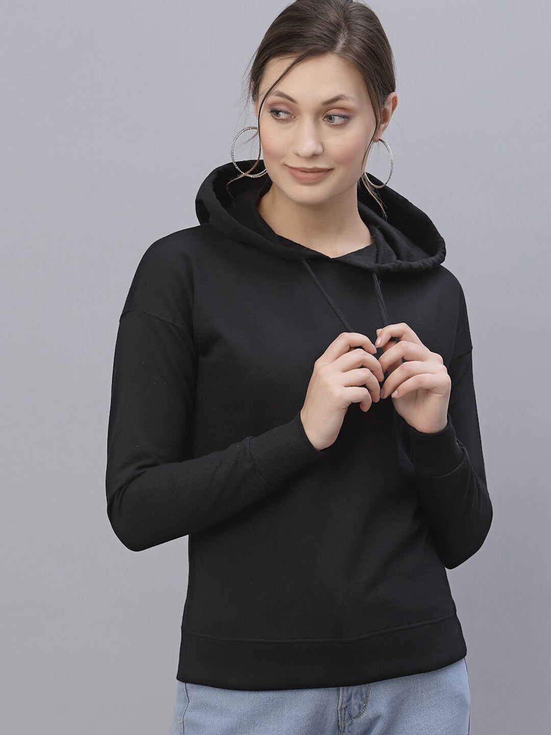 Style Quotient Women Black Hooded Sweatshirt