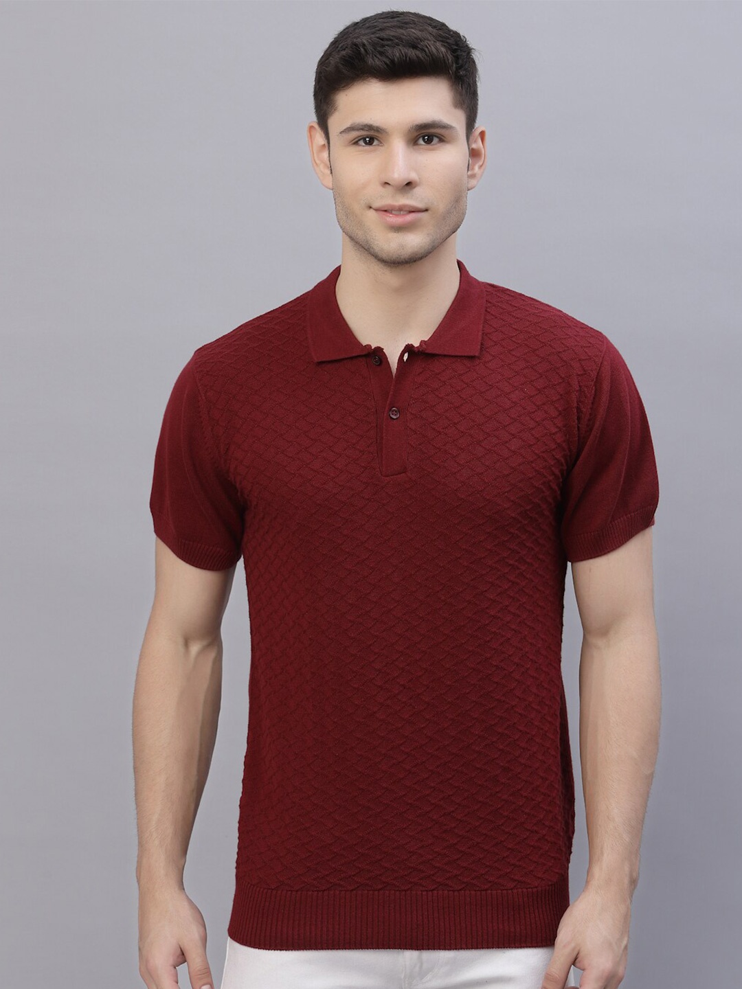 

Style Quotient Men Maroon Polo Collar T-shirt
