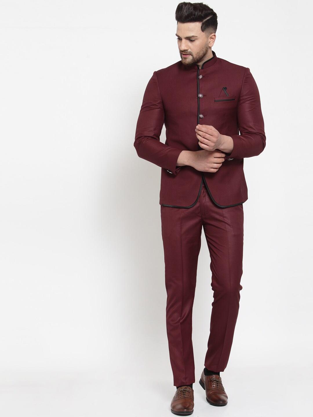 

KLOTTHE Men Maroon Solid 2 Piece Regular Party Suits