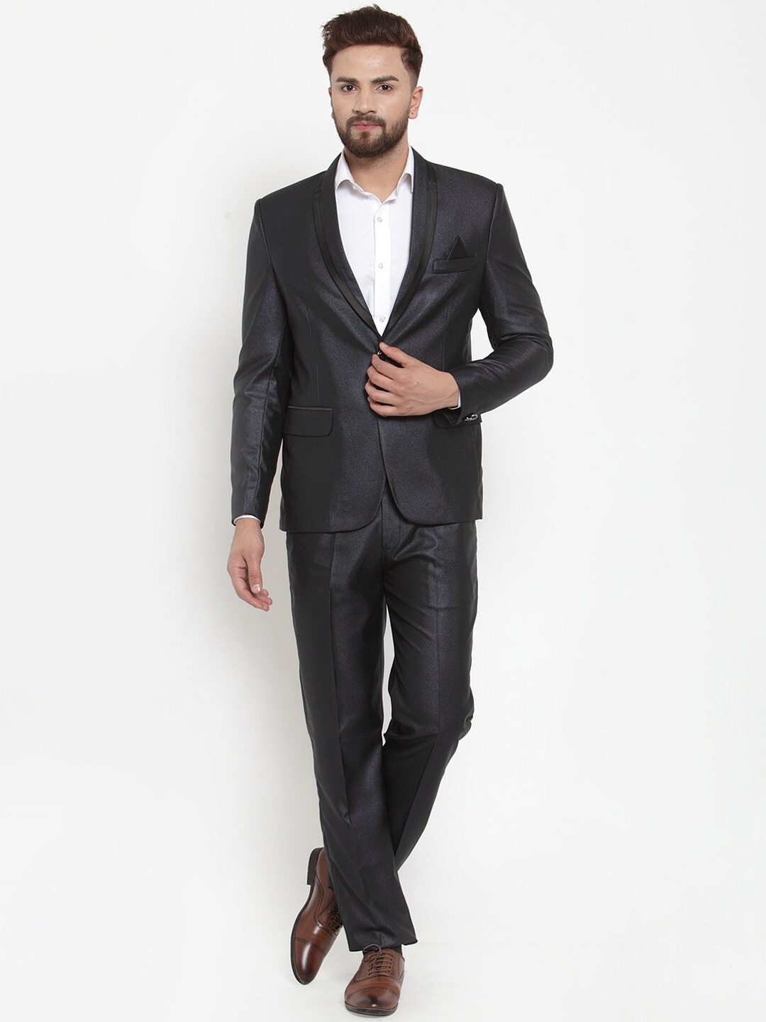 Klotthe Men Blue Solid Cotton Blend 2 Piece Suit