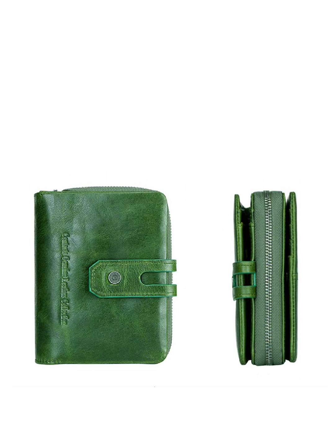 

CONTACTS Women Green Textured Leather Zip Around Wallet