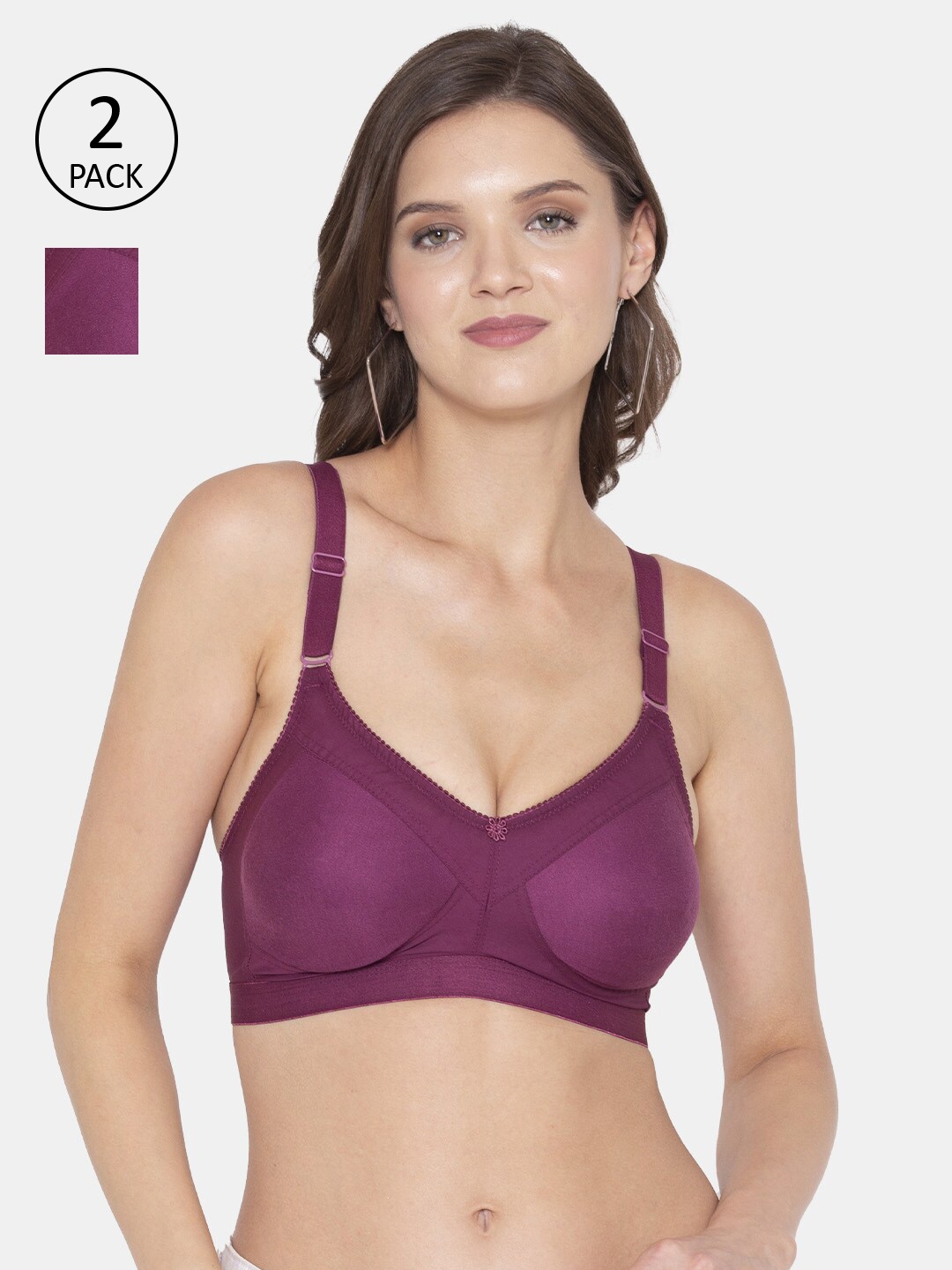 

Souminie Burgundy Set of 2 Solid Non Padded Minimizer Cotton Bra