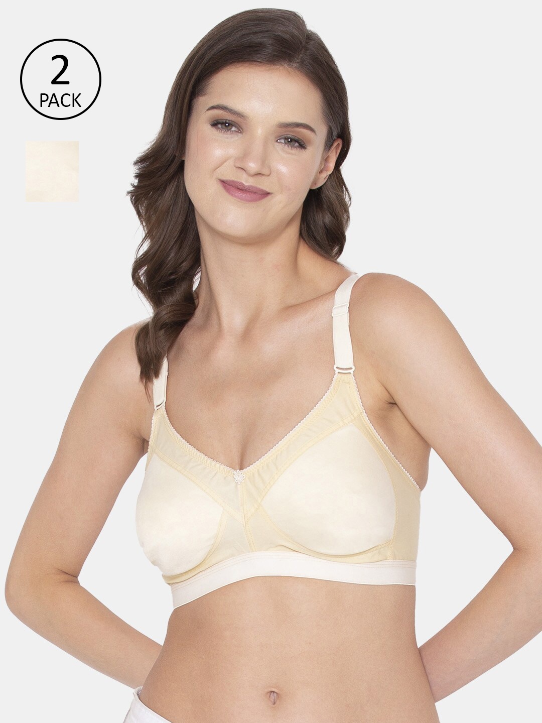 

Souminie Beige Pack of 2 Solid Non Padded Cotton Minimizer Bra