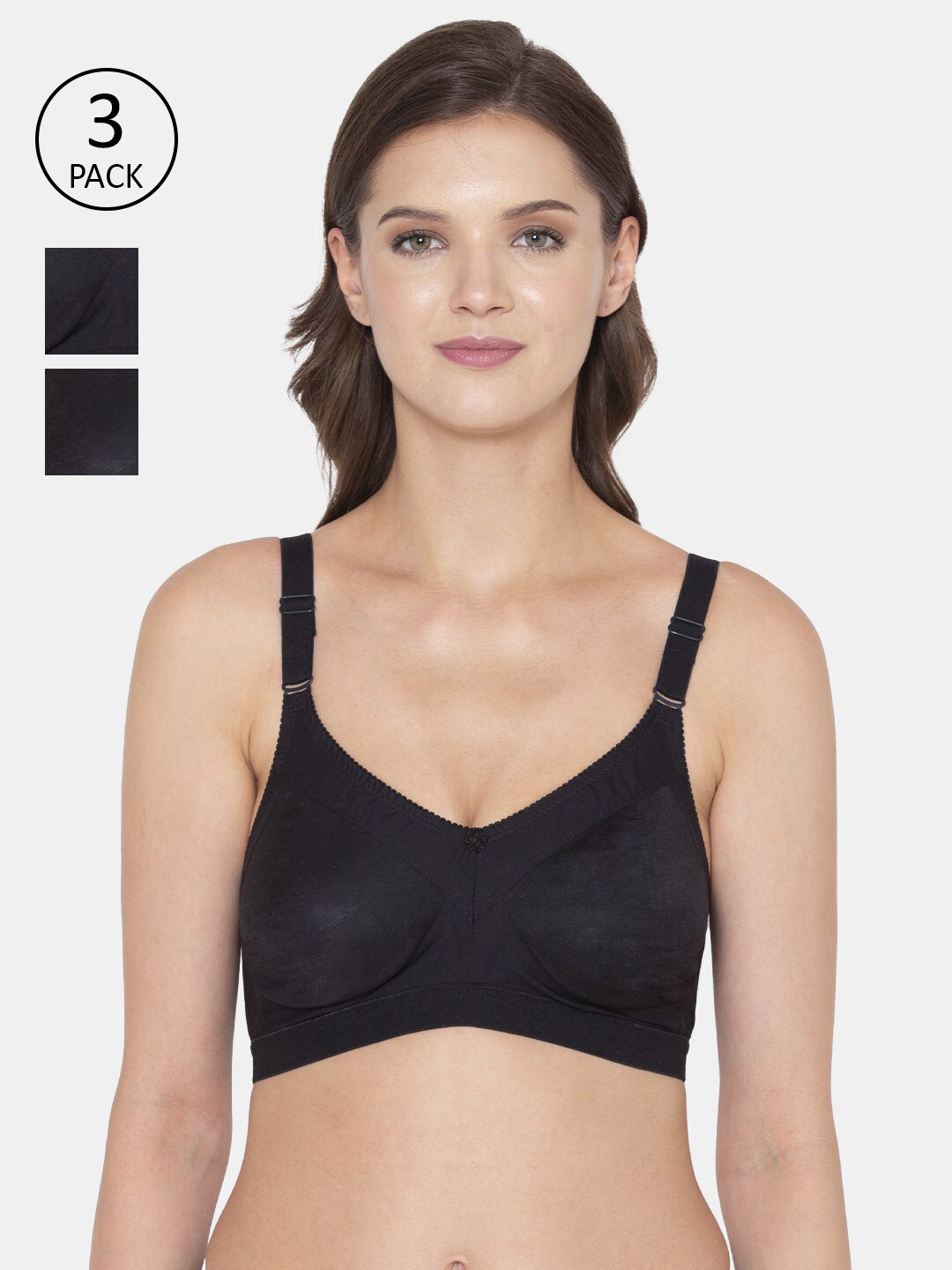

Souminie Black Pack Of 3 Solid Bra SS-907-BLK-3PC-34C-Black