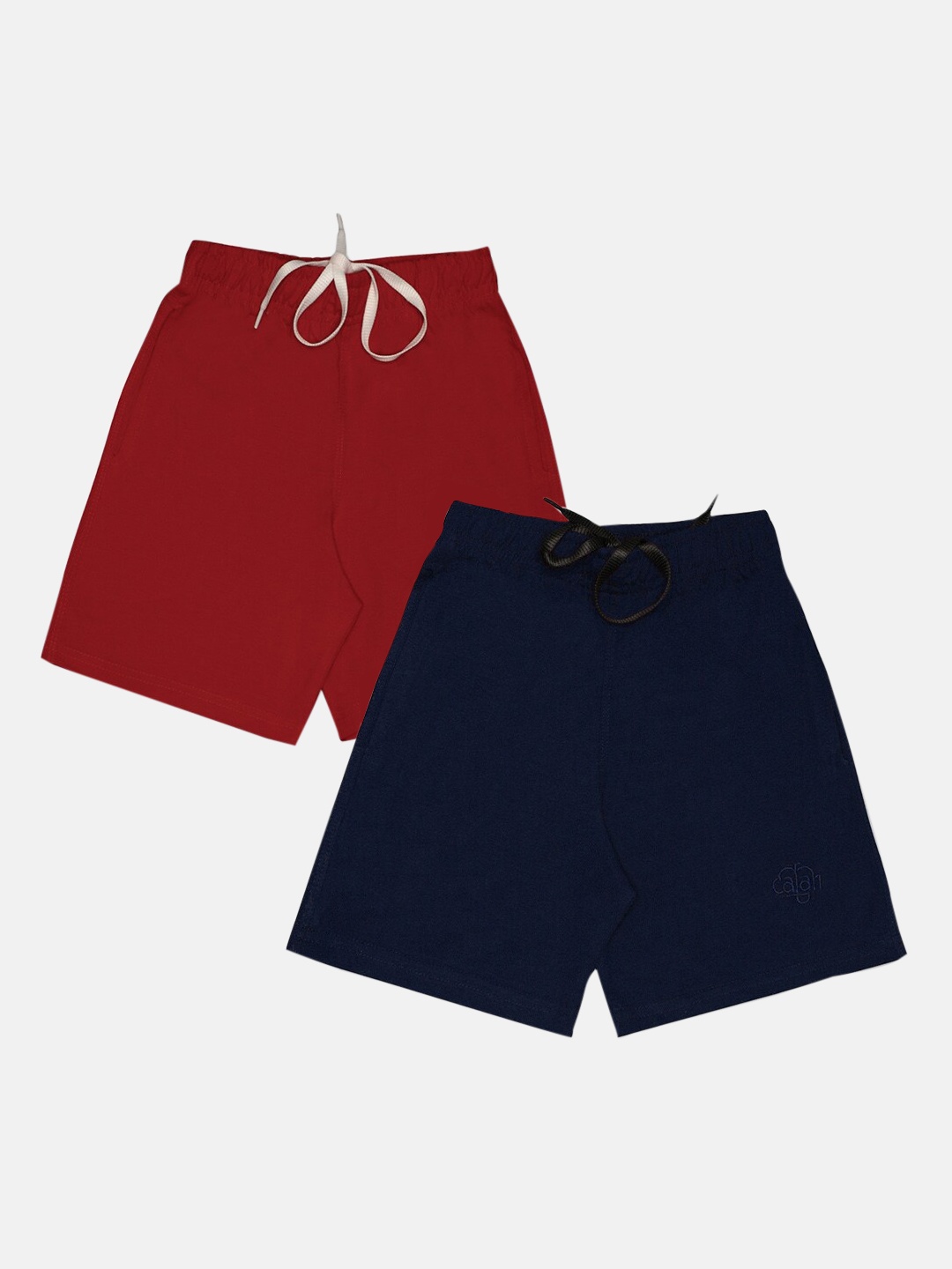 

CHIMPRALA Pack of 2 Boys Red & Navy Blue Cotton Shorts