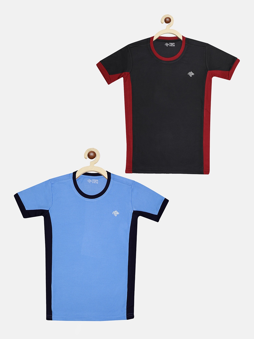 

CHIMPRALA Boys Black 2 Moisture Wicking Applique Outdoor T-shirt