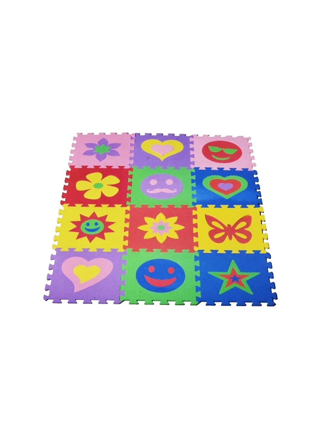 DearJoy Kids Set of 12 Tiles Multicoloured Interlocking Play Mat, Multi