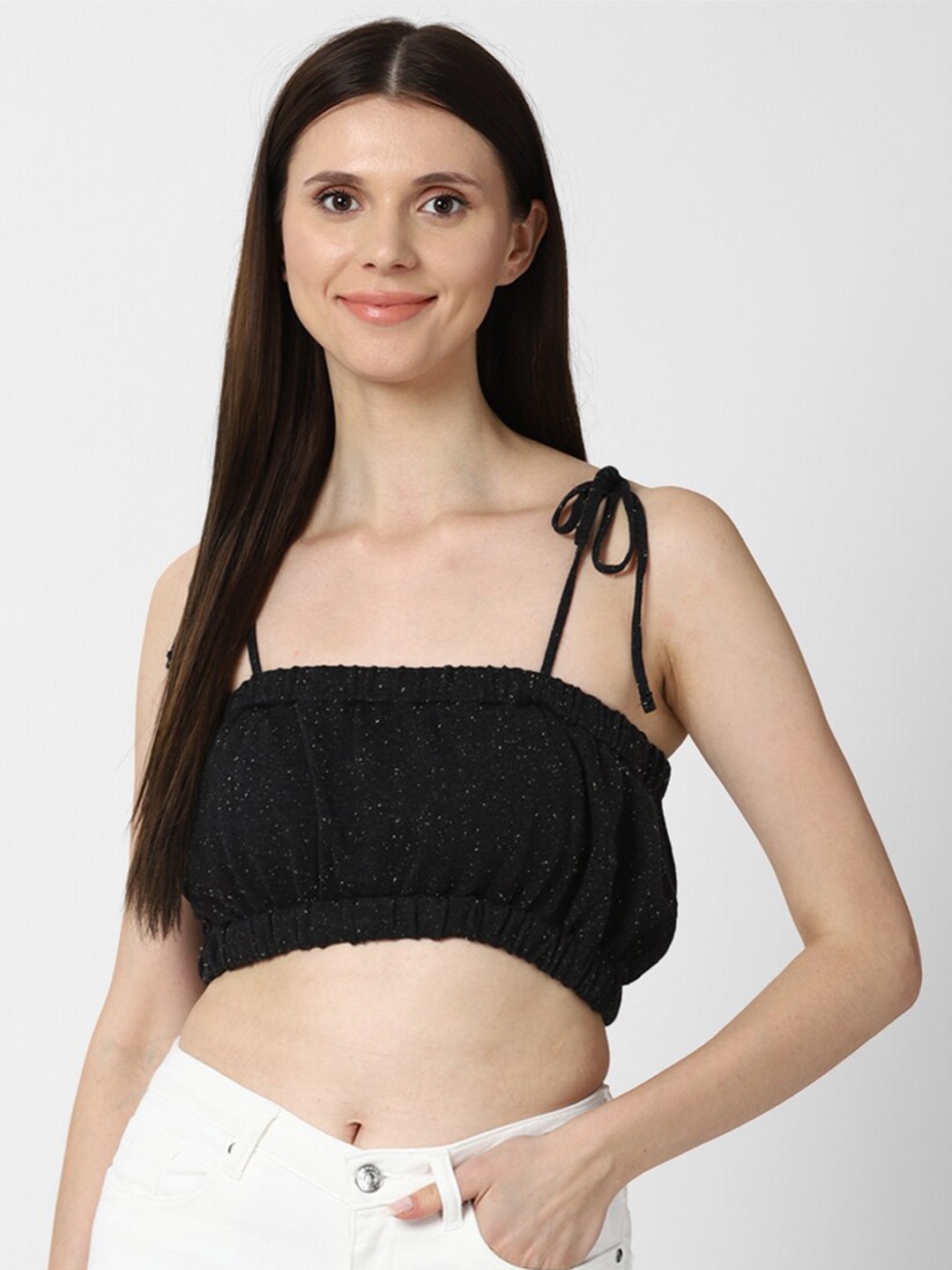 

FOREVER 21 Black Embellished Bralette Crop Top