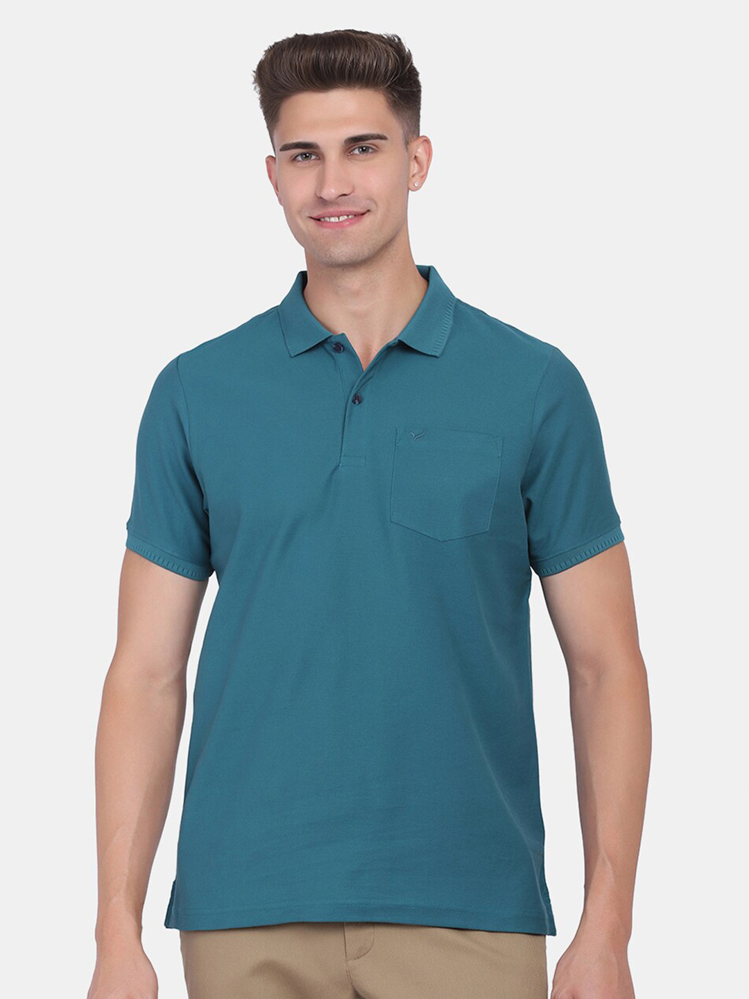 

Blackberrys Men Blue Polo Collar Cotton Slim Fit T-shirt