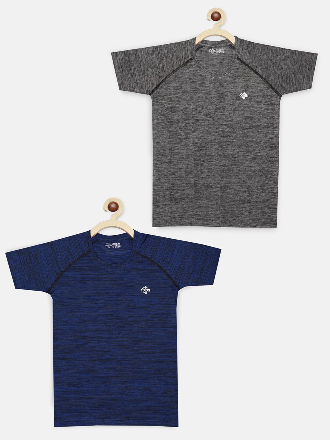 CHIMPRALA Girls Pack Of 2 Grey & Navy Blue T-shirt