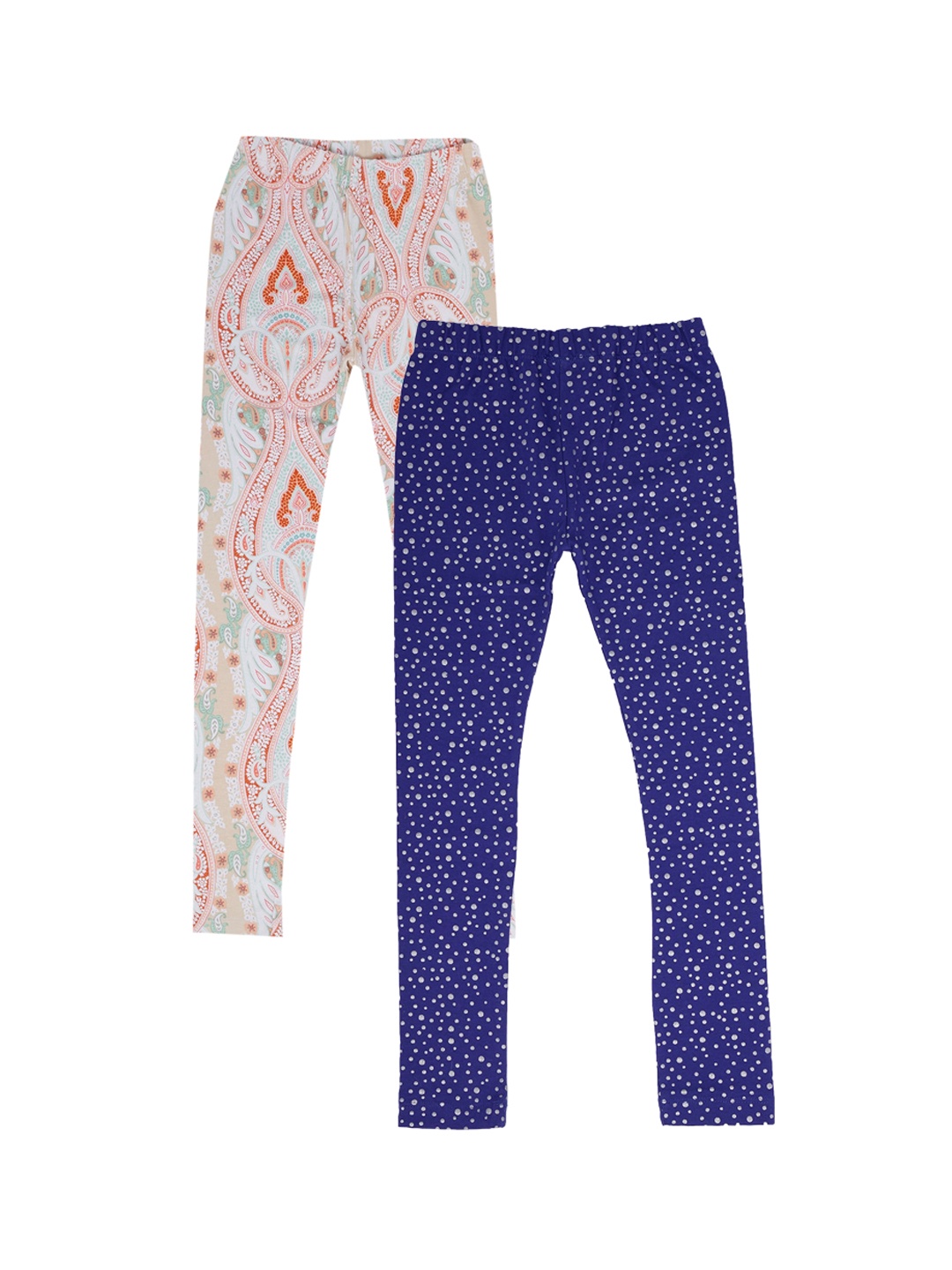 earth conscious Girls Pack Of 2 Printed Cotton Ankle-Length Leggings, Purple