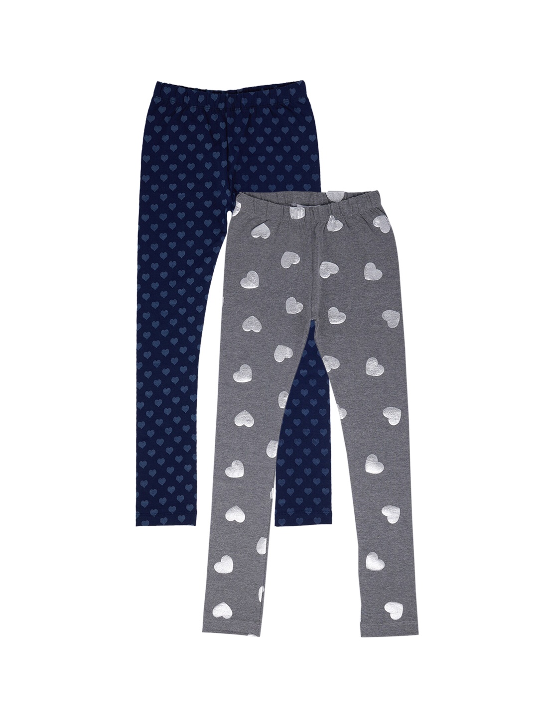 

earth conscious Girls Pack of 2 Grey & Blue Cotton Leggings