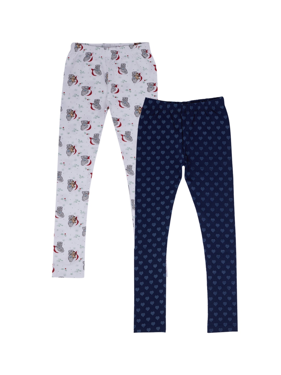 earth conscious Girls Pack Of 2 Printed Pure Cotton Ankle-Length Leggings, White