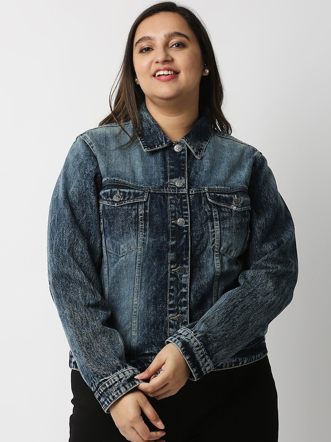 

20Dresses Blue Washed Longline Denim Jacket