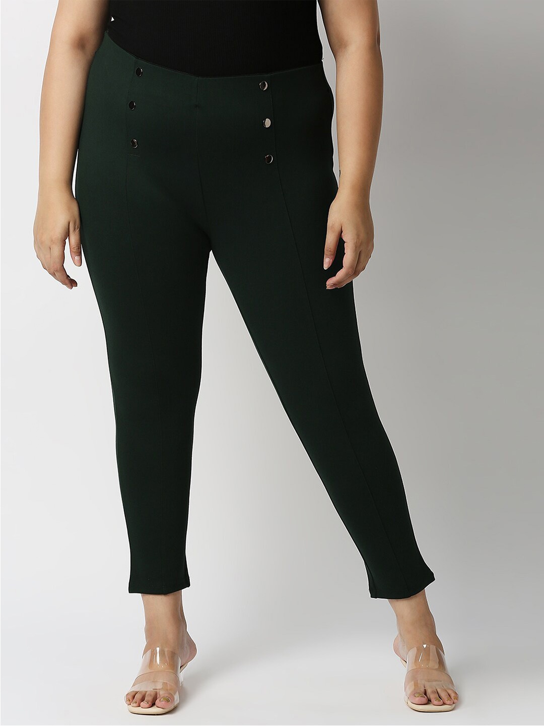 

20Dresses Women Olive Green Solid Skinny Fit Jeggings
