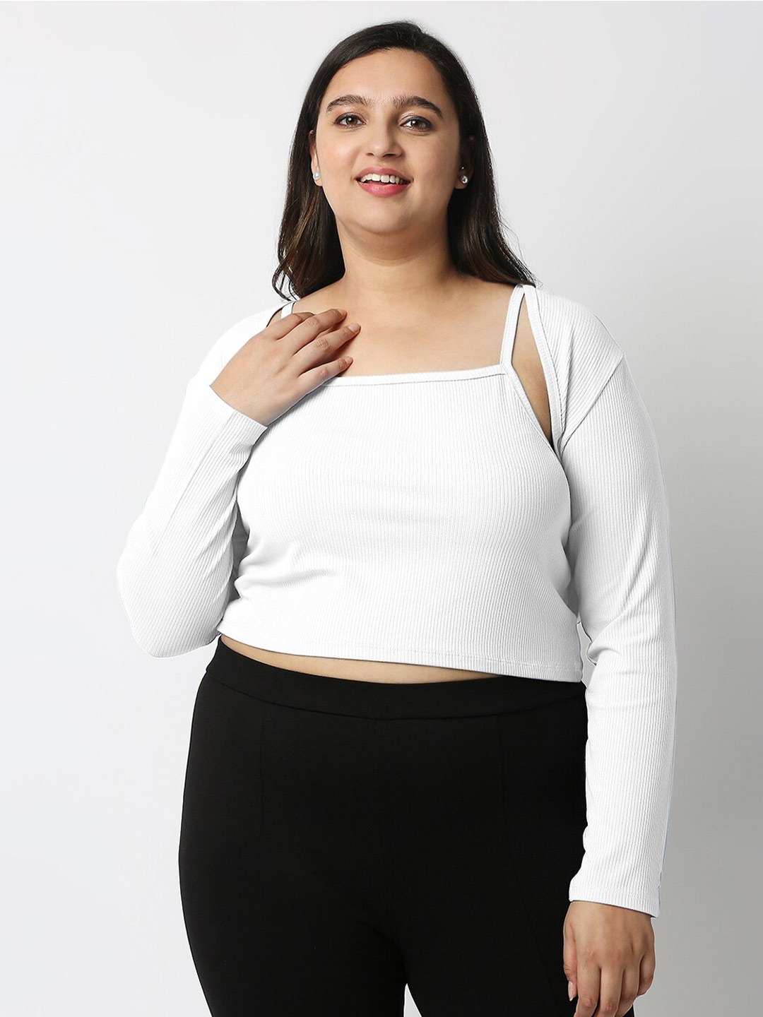 20Dresses Plus Size White Crop Top