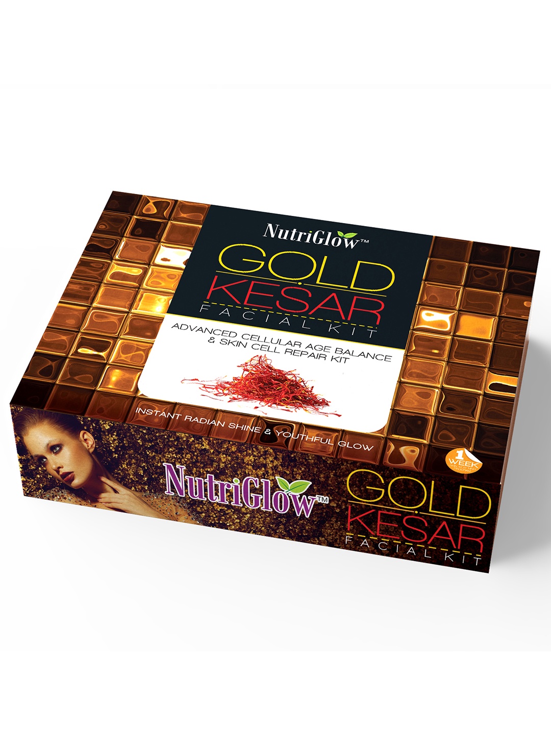 

NutriGlow 6-Pieces of Gold Kesar Facial Kit For Skin Care, Acne Remove 250g+10ml, Multi