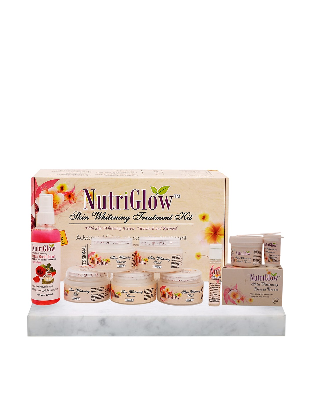 

NutriGlow Skin Whitening Treatment Facial Kit with Face Toner & Bleach Cream, White