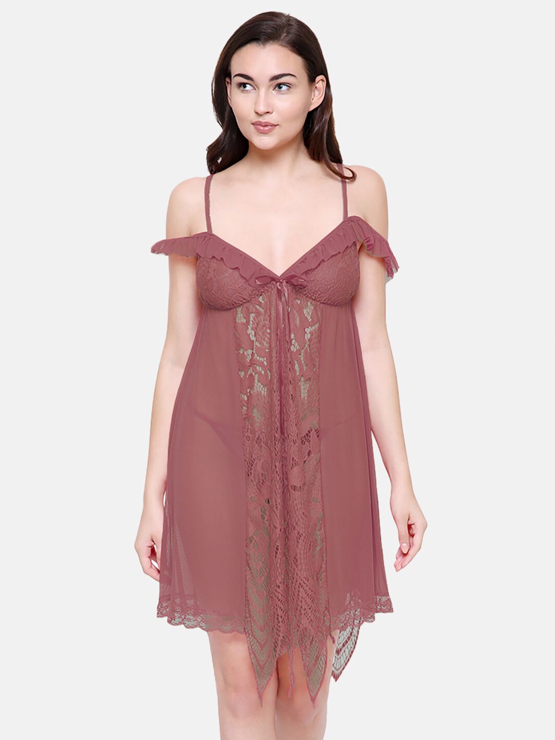 

FashionRack Brown & Transparent Net Baby Doll