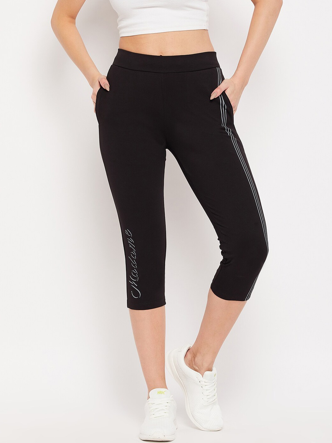 

Madame Women Black Three-Fourth Track Pants