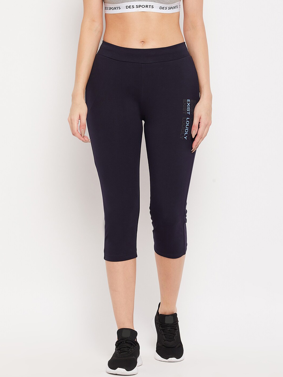 

Madame Women Navy Blue Cotton Three-Fourth Track Pants