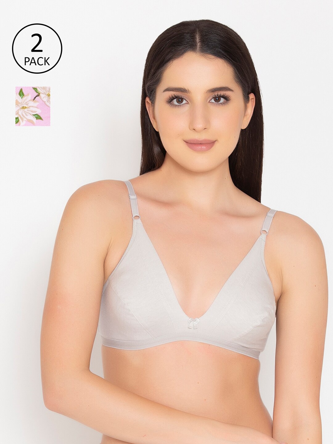 

Clovia Grey & Pink Floral Bra