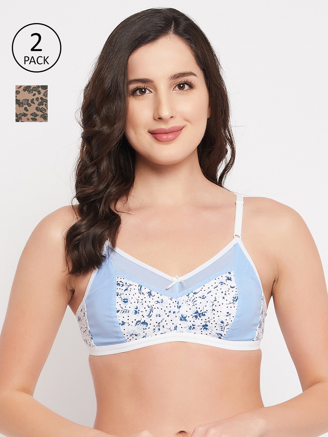 

Clovia Blue & Black Animal Bra