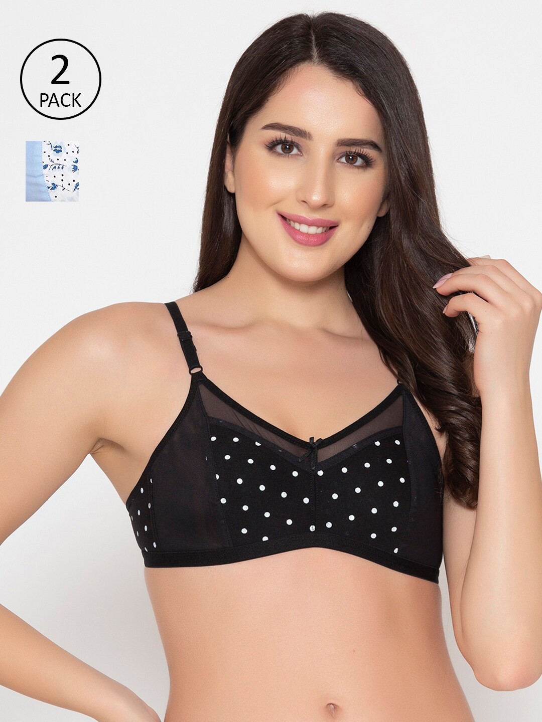 

Clovia White & Blue Floral Bra