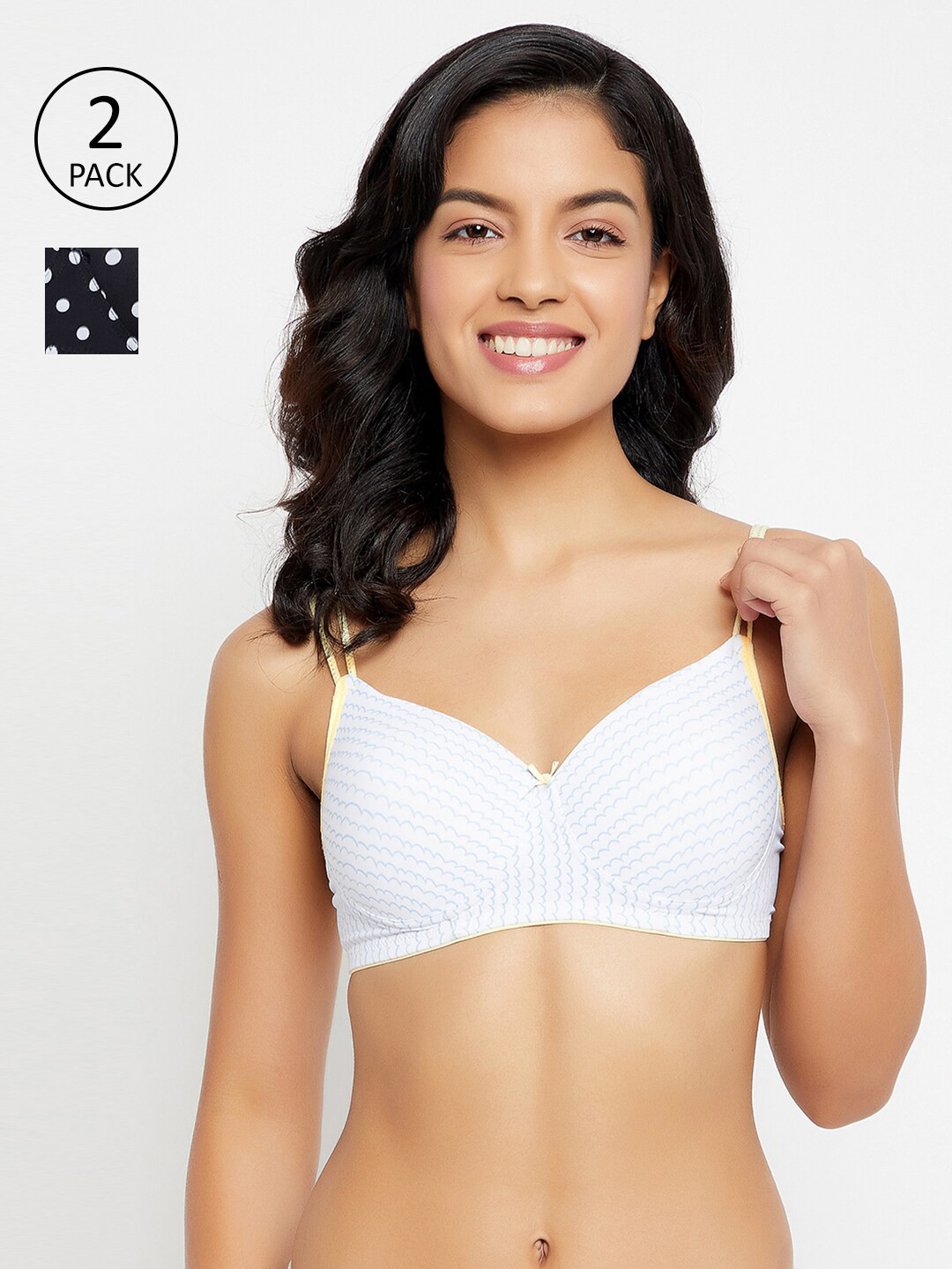 

Clovia Pack of 2 Black & White Geometric Lightly Padded Bra