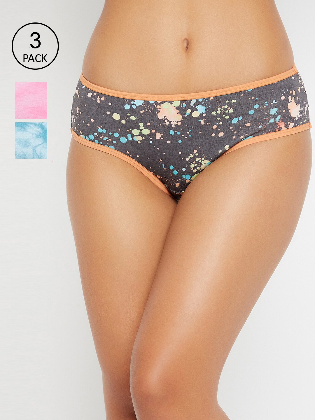 

Clovia Women Pack Of 3 Printed Bikini Briefs, Multi