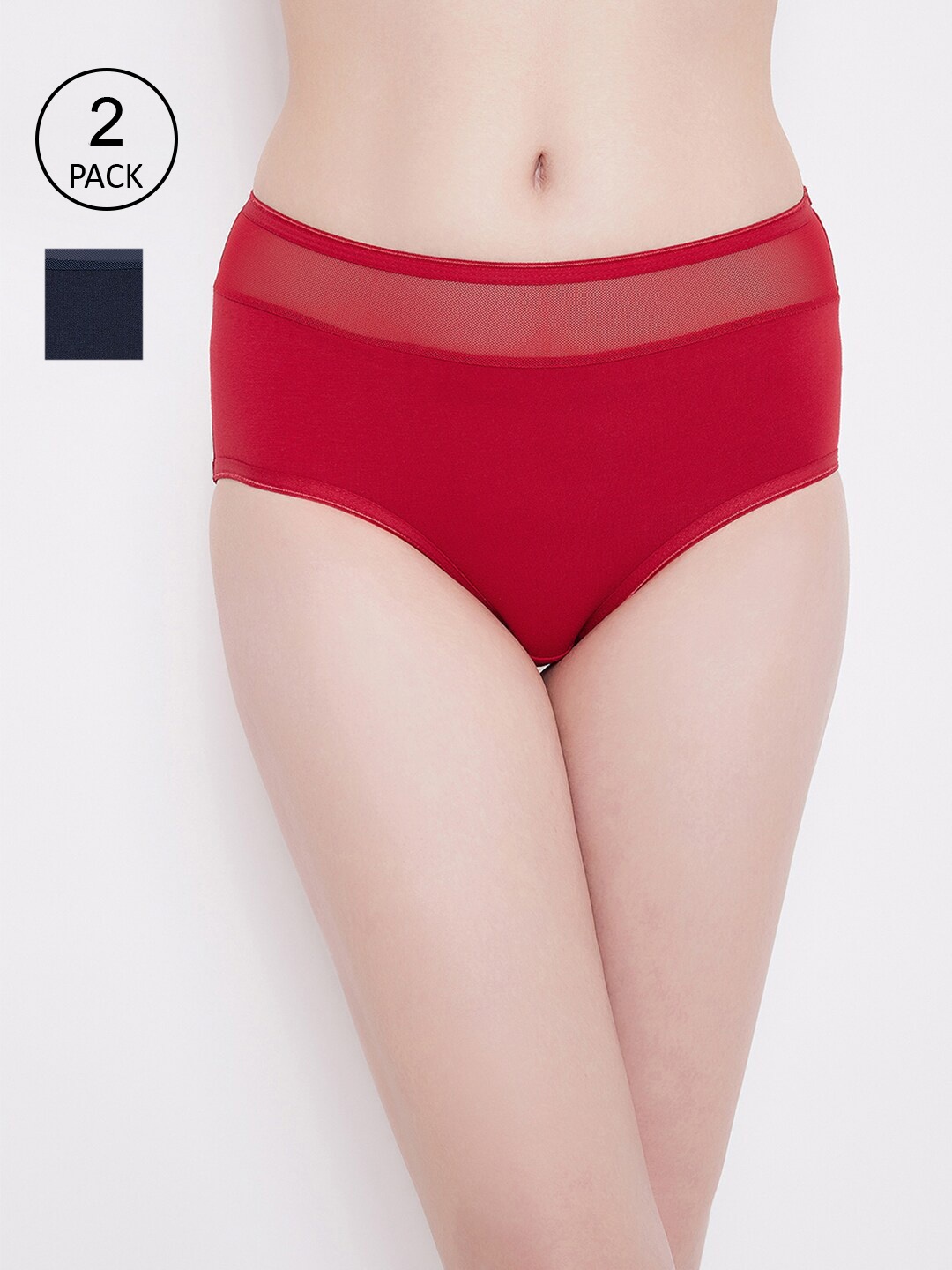 

Clovia Women Pack Of 2 Cotton Hipster Briefs, Red