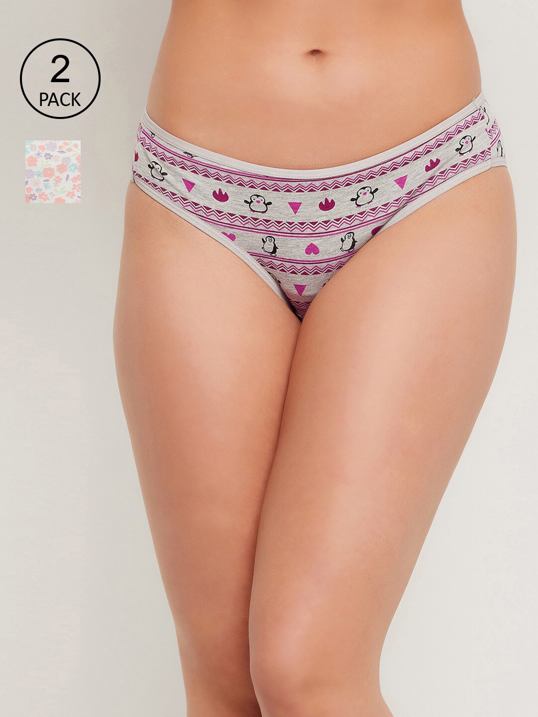 

Clovia Women Pack Of 2 Printed Bikini Briefs, White
