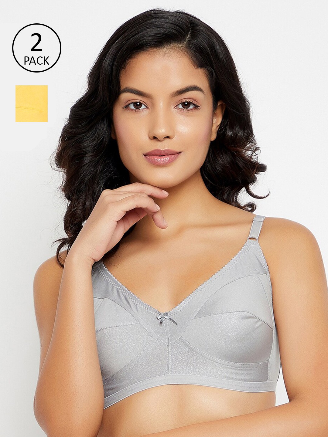 

Clovia Yellow & Grey Floral Bra