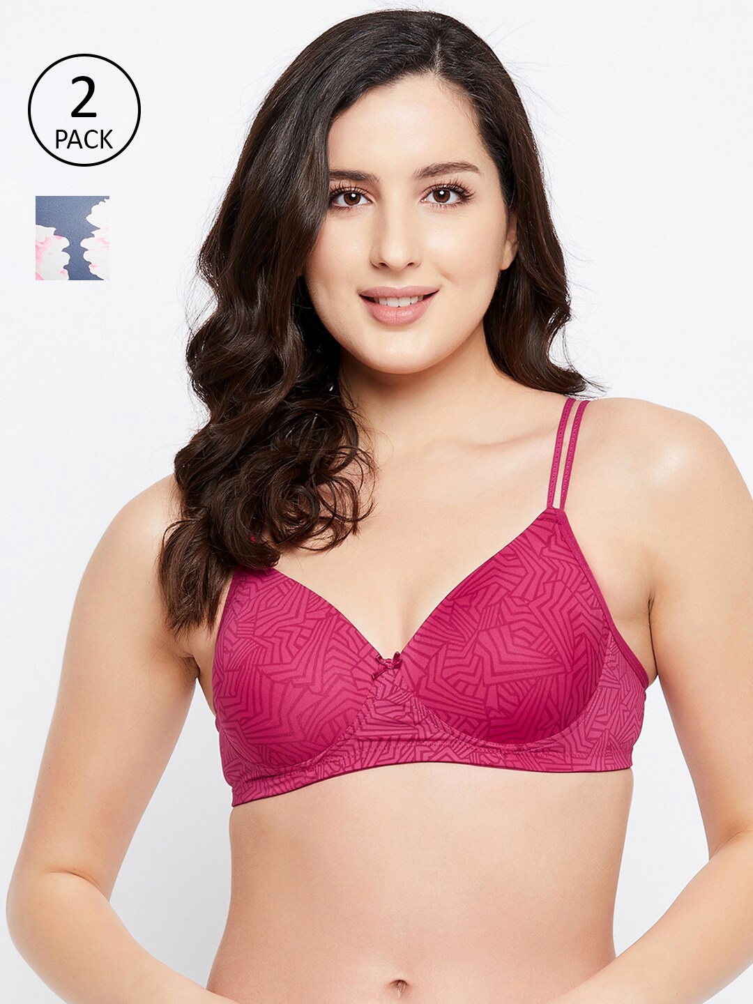 

Clovia Pink & Blue Floral Bra Lightly Padded