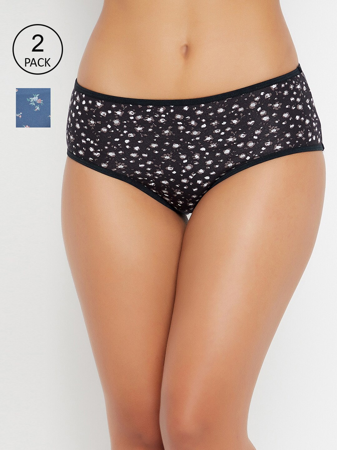 

Clovia Women Pack of 2 Printed Cotton Mid-Rise Hipster Briefs COMPN1468S, Multi