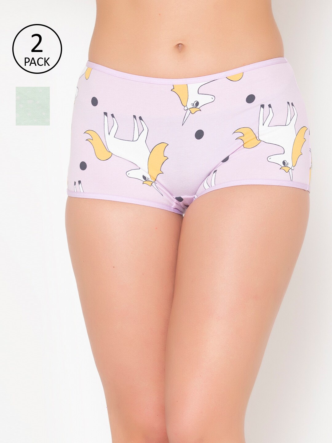 

Clovia Women Pack Of 2 Multicolored Printed Cotton Boyshorts, Multi