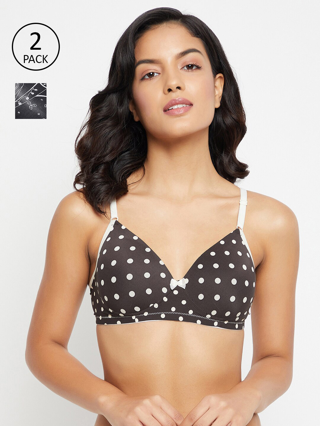 

Clovia Pack of 2 Black & White Floral Lightly Padded Bra