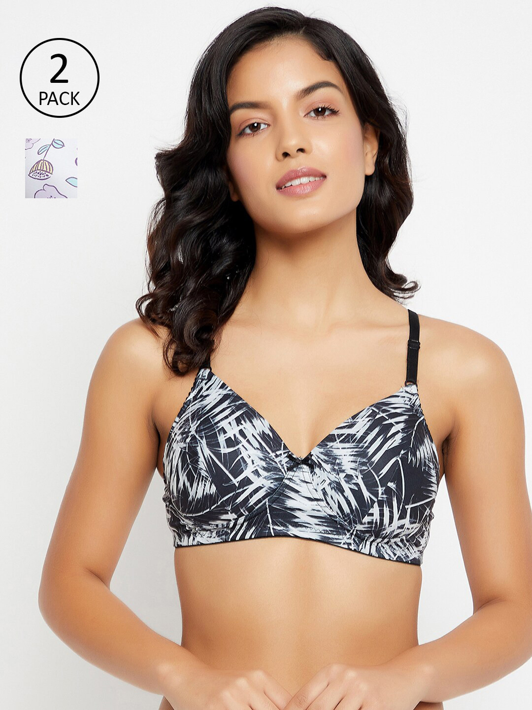 

Clovia Black & White Floral Bra Lightly Padded