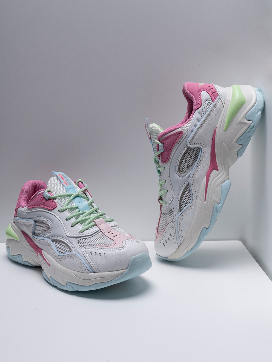 Red Tape Women White Mesh Walking Shoes