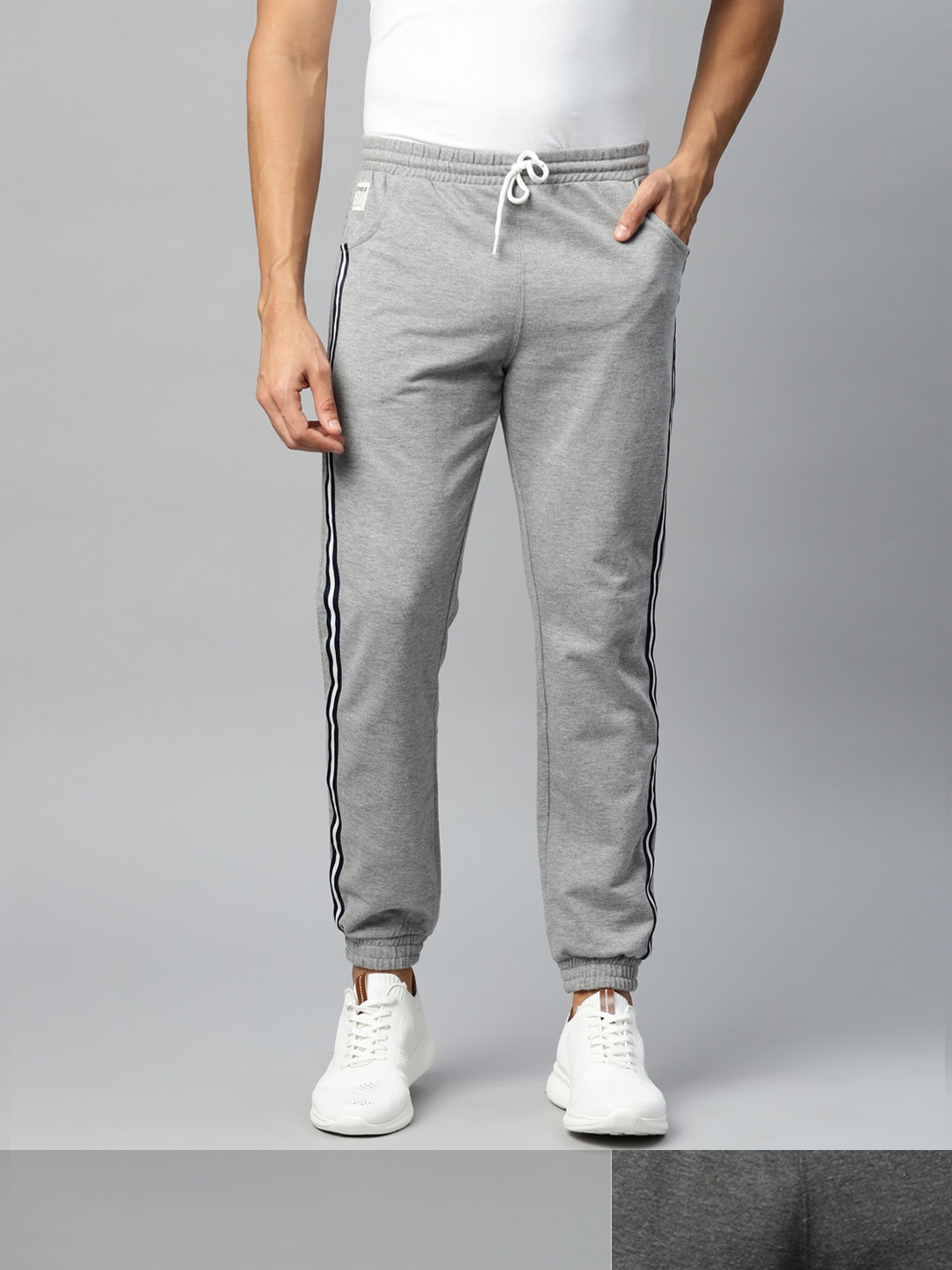 

Hubberholme Men Pack of 2 Solid Slim Fit Joggers, Grey melange