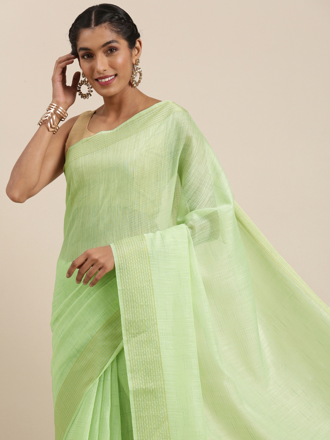 

Shaily Green Embellished Silk Cotton Saree